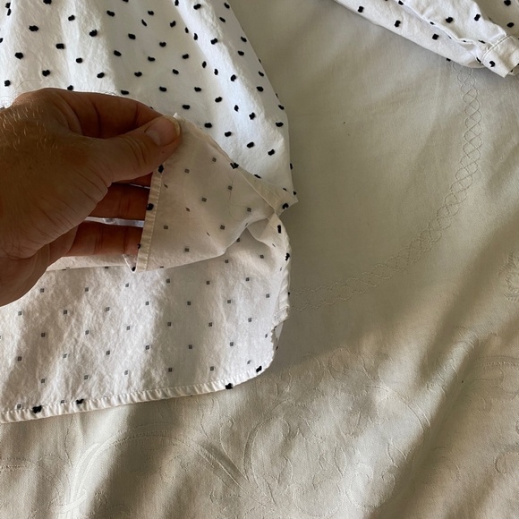 LOFT White Black Polka Dots Long Sleeve Cold Shoulder Top Swiss‎ Dot Size Medium - Picture 9 of 16